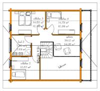 FinArt Holz-Blockhaus Beispiel Eevi 160 Dachgeschoss-Draufsicht